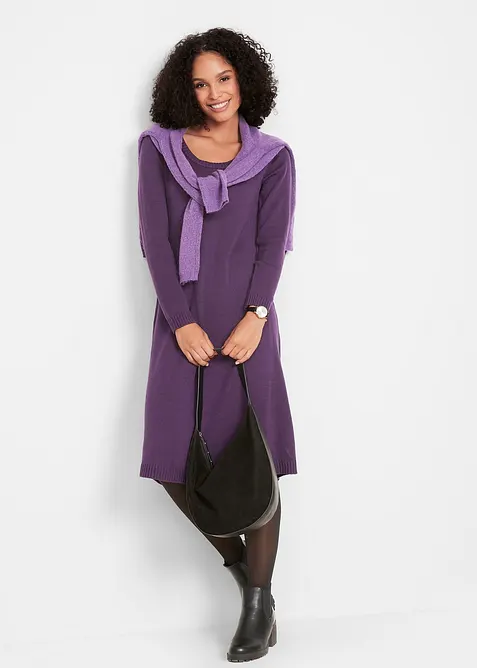 Stickad klänning i utställd modell, bonprix