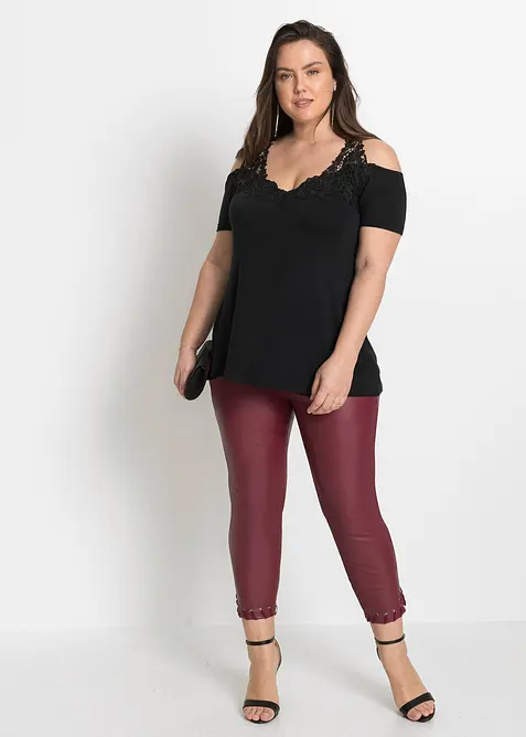 Cold shoulder-topp med spets, bonprix