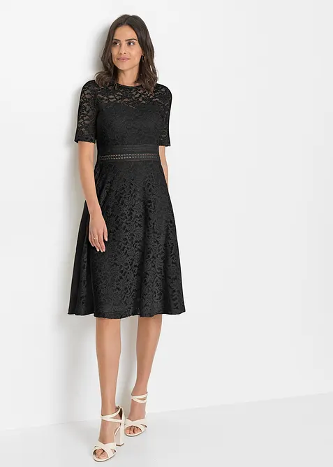 Spetsklänning med virkad infällning, bonprix