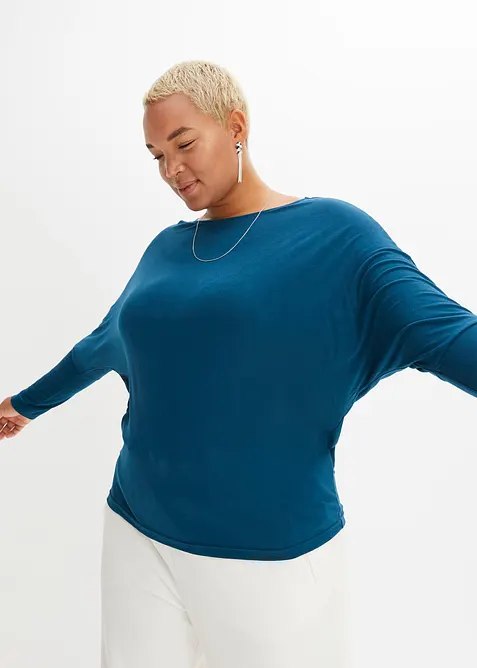 Långärmad topp av mjuk viskosmix, bonprix