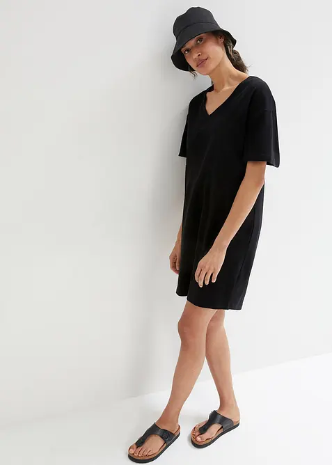 T-shirtklänning i oversizemodell med V-ringning (2-pack), bonprix