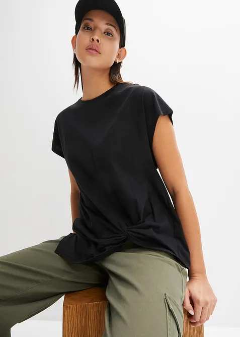 Topp med knutdetalj i ren ekologisk bomull, bonprix