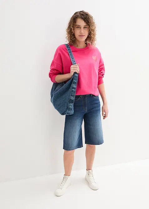 Jeansshorts, High Waist, skön midja, bonprix