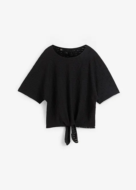 Topp med fladdermusärmar och hålbroderi, bonprix
