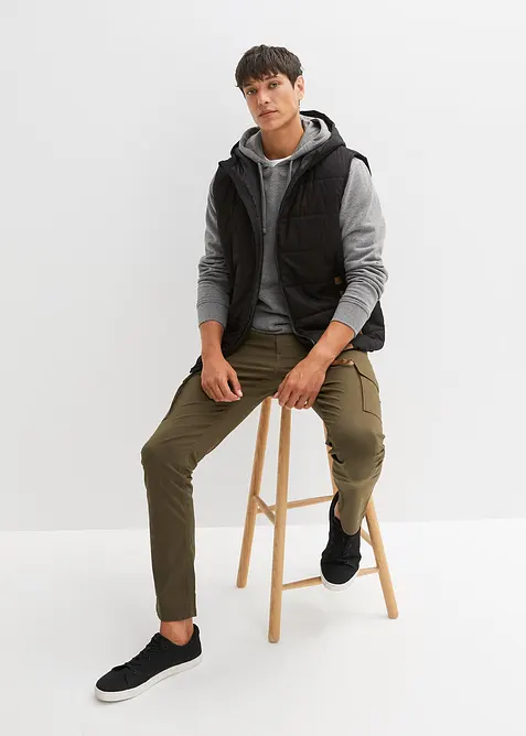 Täckväst med huva och detaljer i skinnimitation, bonprix