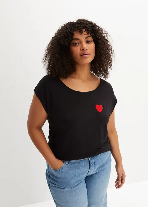 Topp med längre rygg i böljande viskosmix, bonprix