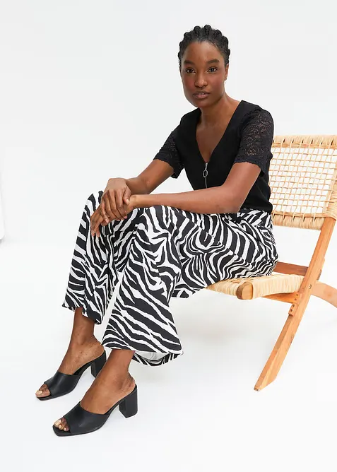 Ribbstickad topp av bomull, bonprix