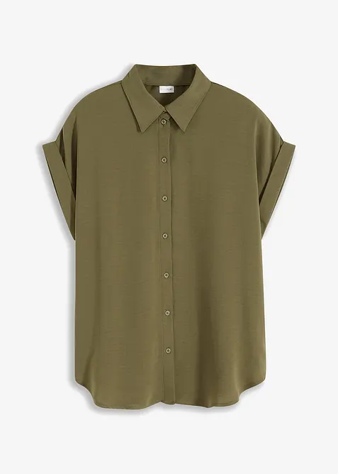 Kort&auml;rmad blus med &aring;tervunnen polyester, bonprix