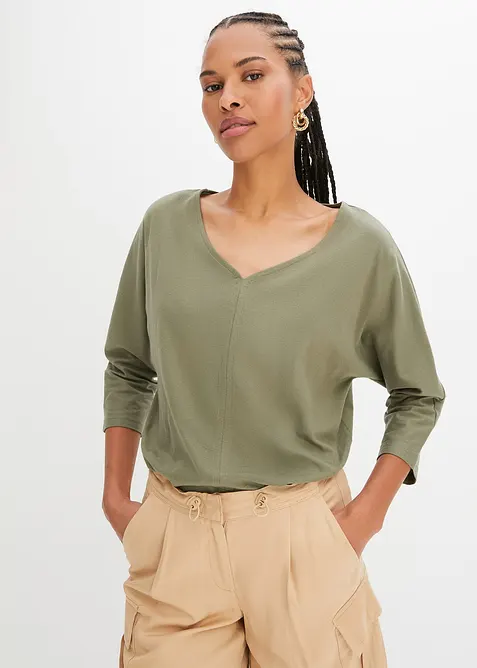 Topp med 3/4-ärmar och ekologisk bomull, bonprix