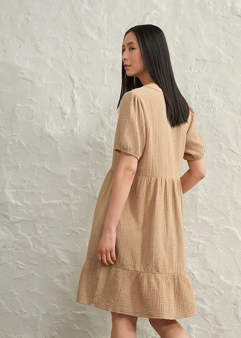 Oversized klänning i bomullsmuslin, bonprix