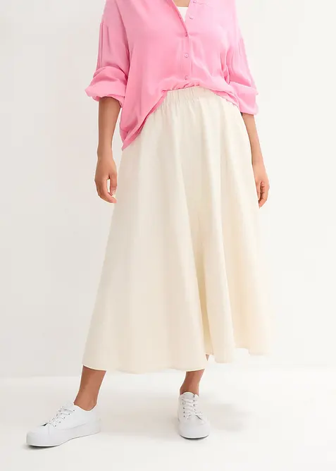 Mellanl&aring;ng kjol i linnemix, bonprix