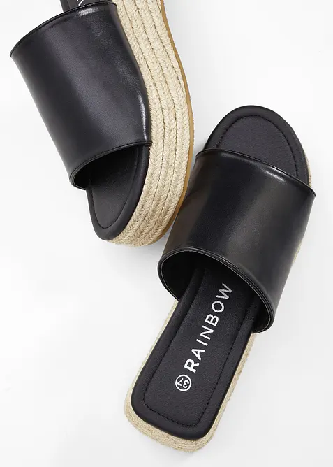 Sandal med plat&aring;sula i baststil, bonprix