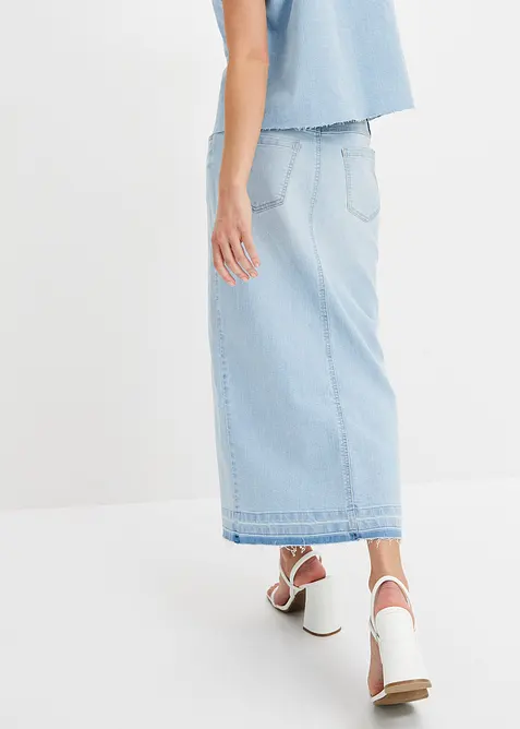 Jeanskjol med slits, bonprix