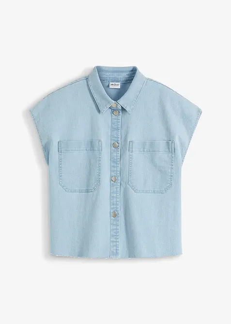 Kort, boxy jeansblus, bonprix