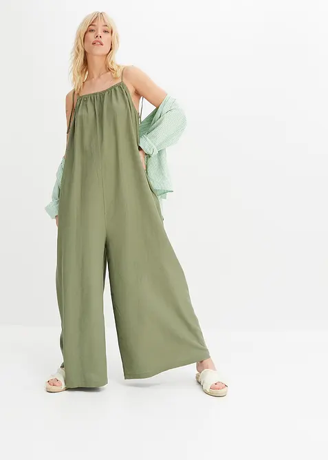 Jumpsuit i linne och viskos, bonprix