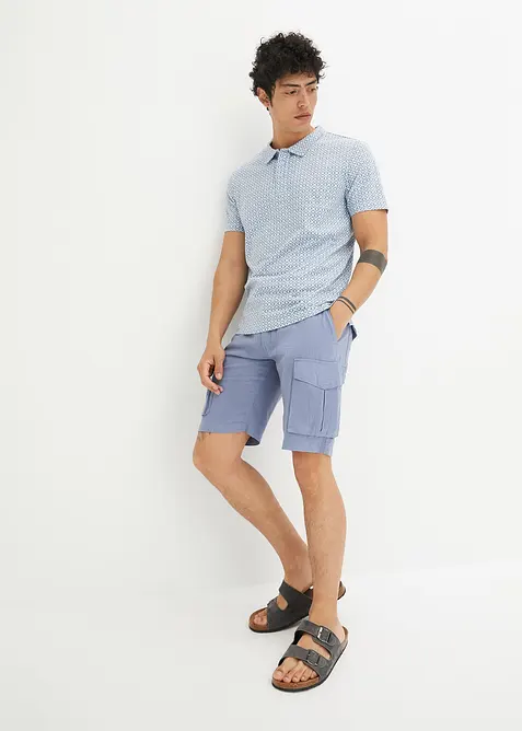 Cargobermudas med linneandel och sk&auml;rp, Regular Fit, bonprix