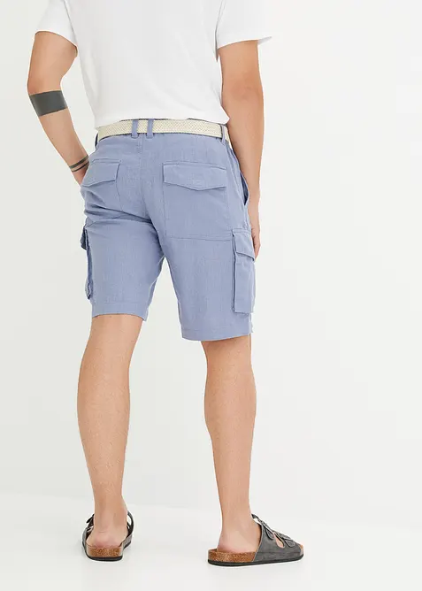 Cargobermudas med linneandel och sk&auml;rp, Regular Fit, bonprix