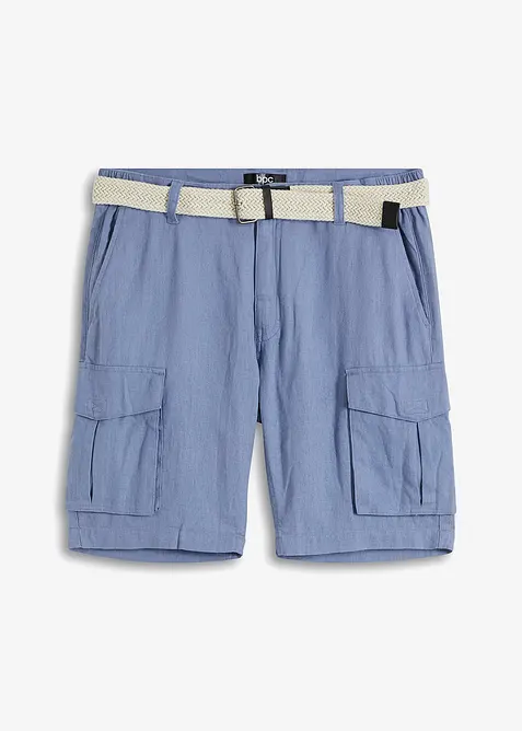 Cargobermudas med linneandel och sk&auml;rp, Regular Fit, bonprix