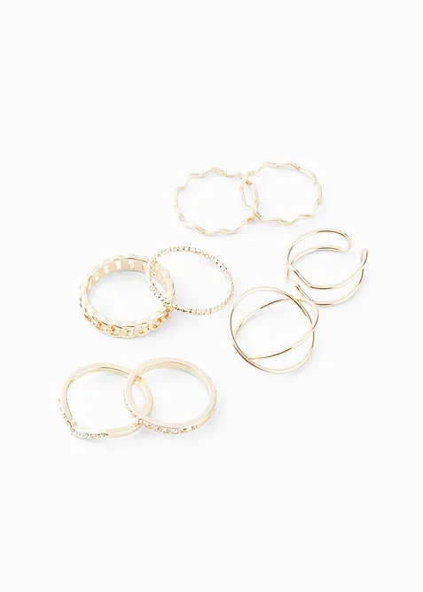 Set med ringar (8-pack) i olika design, bonprix