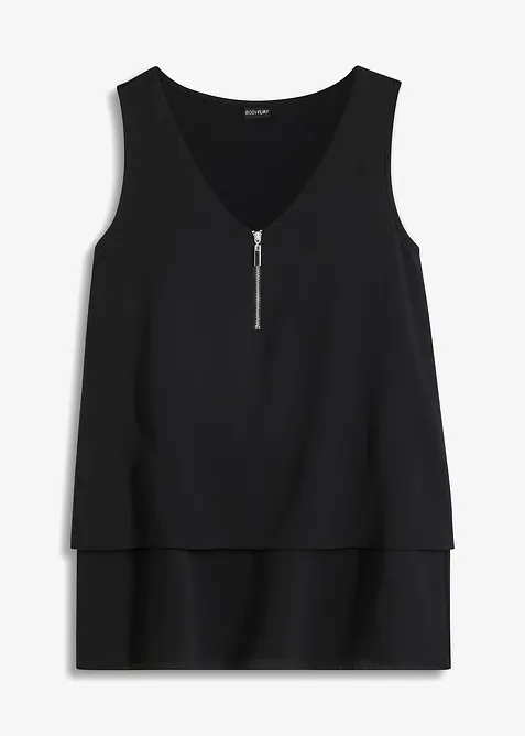 Linne med dragkedja och h&aring;llbar viskos, bonprix