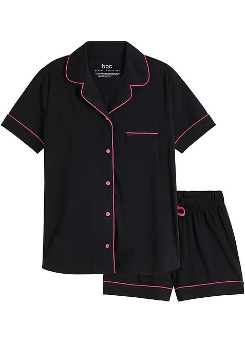 Pyjamas med knappsl&aring; och shorts, bonprix