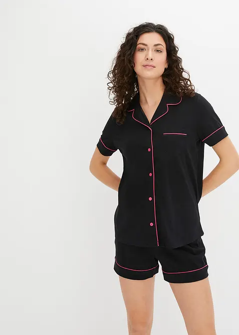 Pyjamas med knappsl&aring; och shorts, bonprix