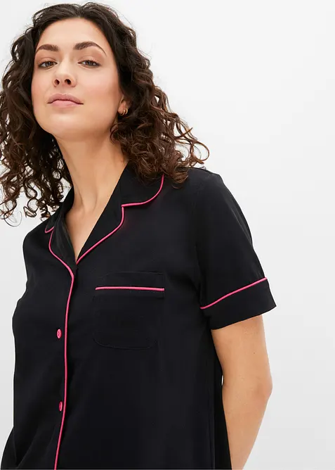 Pyjamas med knappsl&aring; och shorts, bonprix