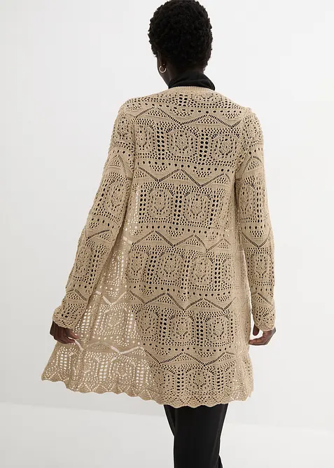 L&aring;ng h&aring;lm&ouml;nstrad cardigan, bonprix