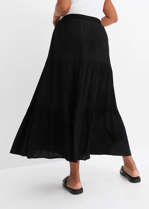 Maxikjol med v&aring;der i viskos med struktur, bonprix