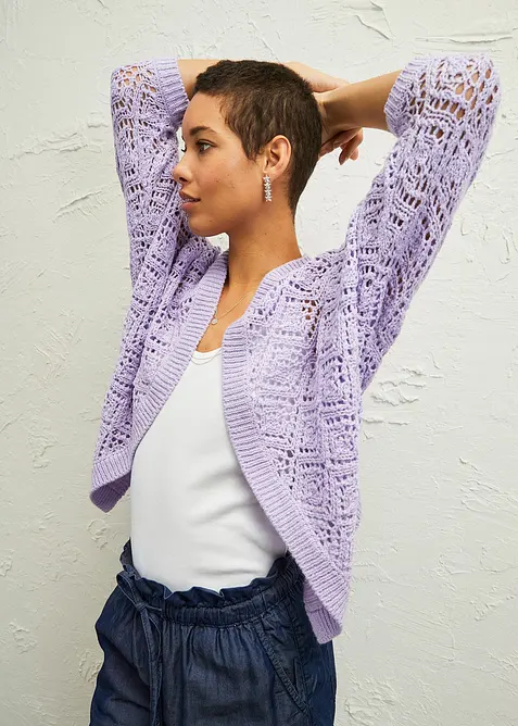 Hålmönstrad cardigan, bonprix