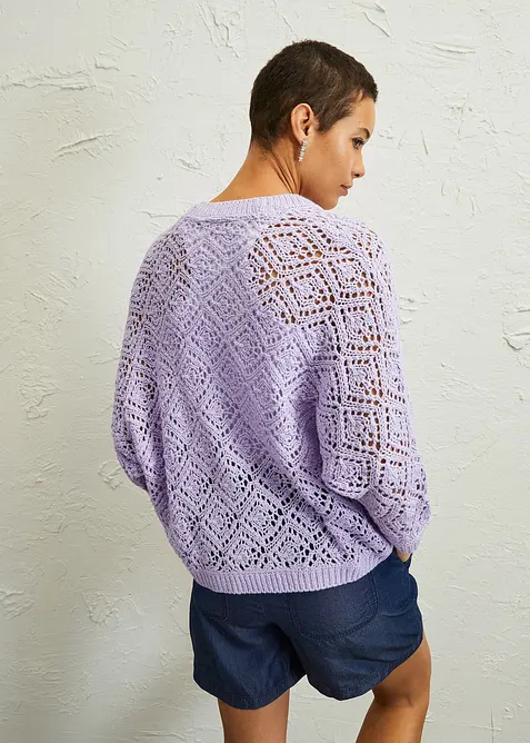 Hålmönstrad cardigan, bonprix