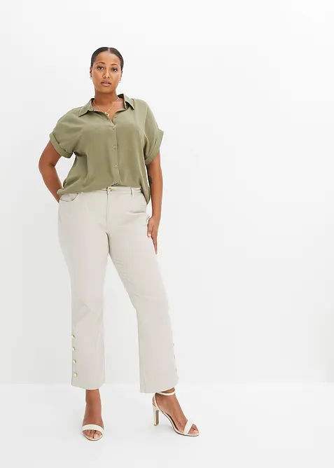 Kort&auml;rmad blus med &aring;tervunnen polyester, bonprix