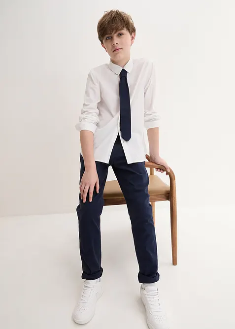 Chinos, skjorta och slips (3 delar), bonprix
