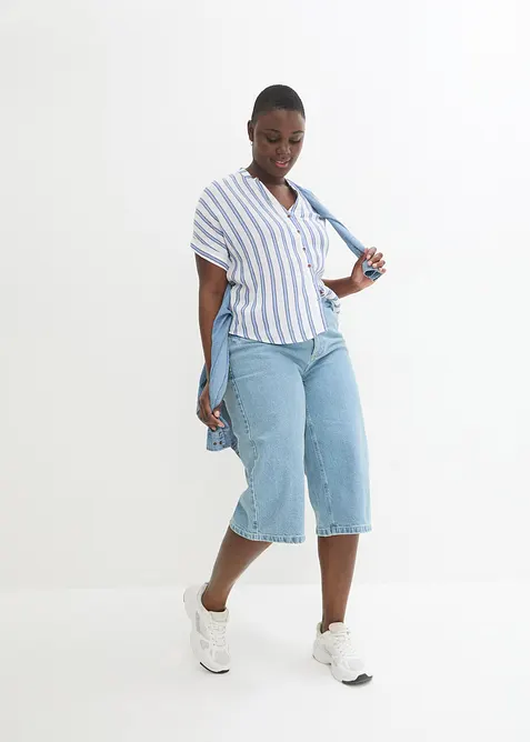 Blus i krinklad viskos med mjukt fall, bonprix