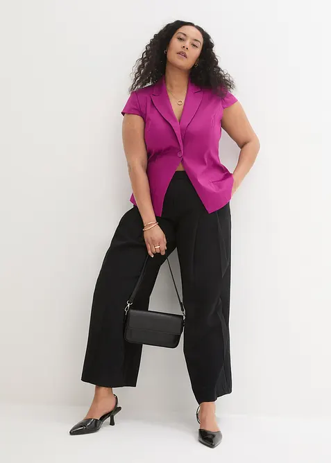 Kort&auml;rmad kavaj i bomullssatin, bonprix