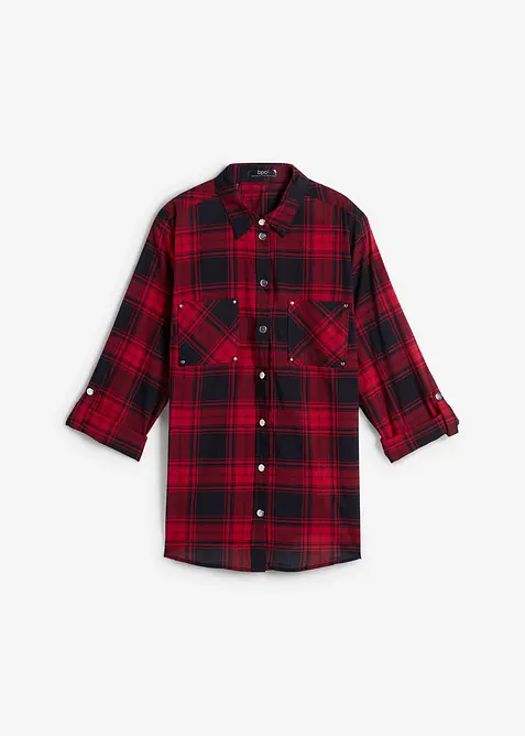 Rutig skjortblus i ren bomull, bonprix