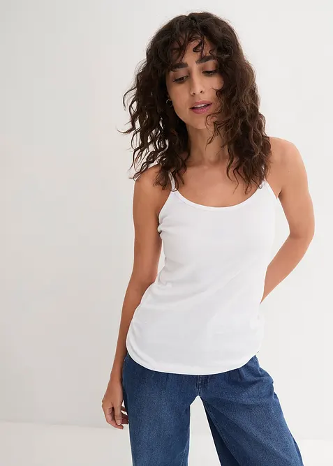 Linne med smala axelband, av bomull (3-pack), bonprix