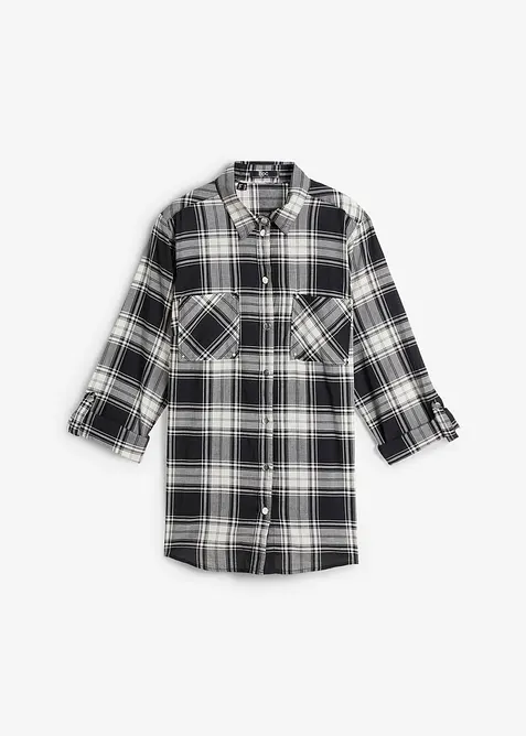 Rutig skjortblus i ren bomull, bonprix