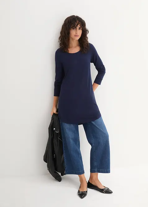 Lång topp av viskos, långärmad, bonprix