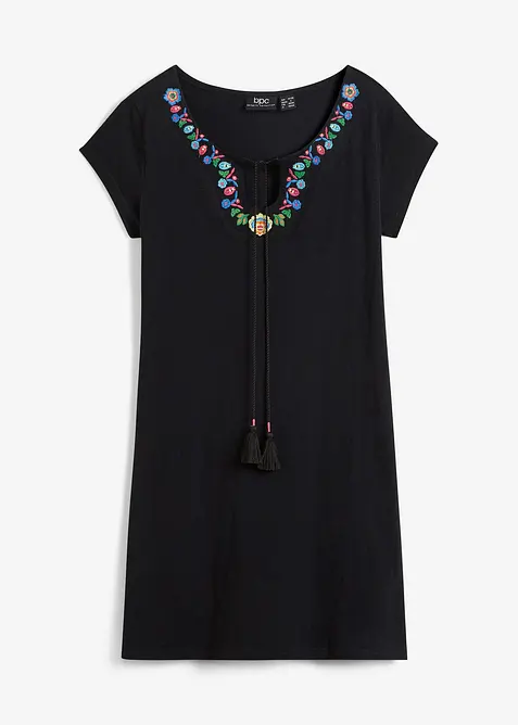 Jerseyklänning i flamgarn av ren bomull, bonprix