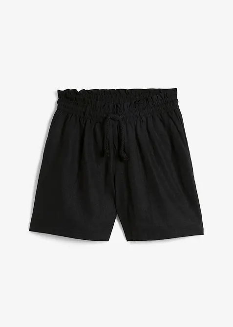 Shorts med paperbagmidja och linne, bonprix