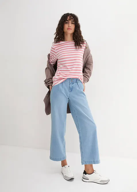 Topp med b&aring;tringning och trekvarts&auml;rm, bonprix