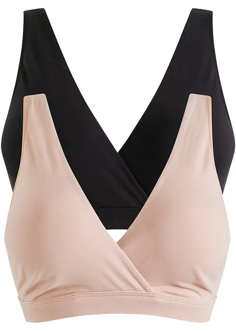 Amningsbeh&aring; utan bygel, med ekologisk bomull (2-pack), bonprix