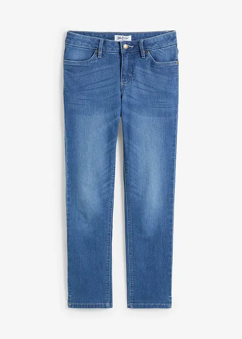 Bekv&auml;ma 7/8-stretchjeans med slits, bonprix