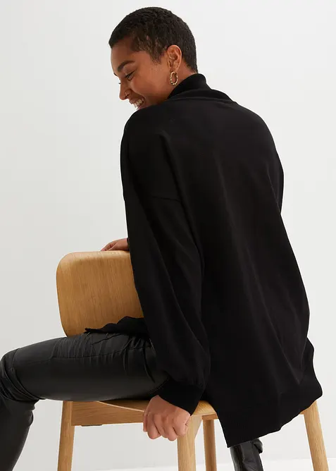 Lång polotröja i viskosmix, bonprix