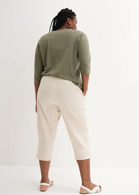 3/4-byxa i linneblandning med bekväm midja, bonprix