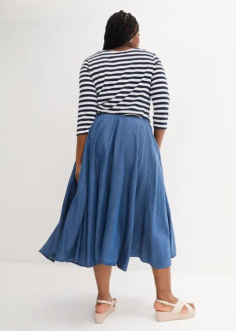 Jeanskjol med bekv&auml;m h&ouml;g midja, bonprix