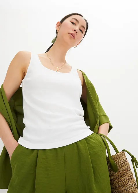 Ribbstickat bomullslinne, bonprix