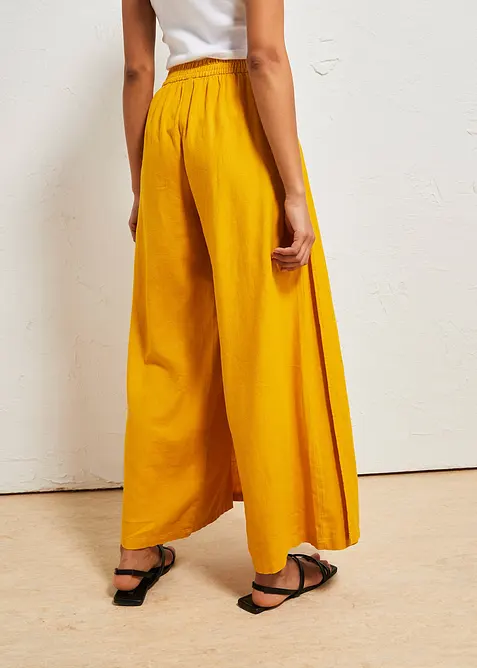 Palazzobyxa i luftig linnemix, bonprix