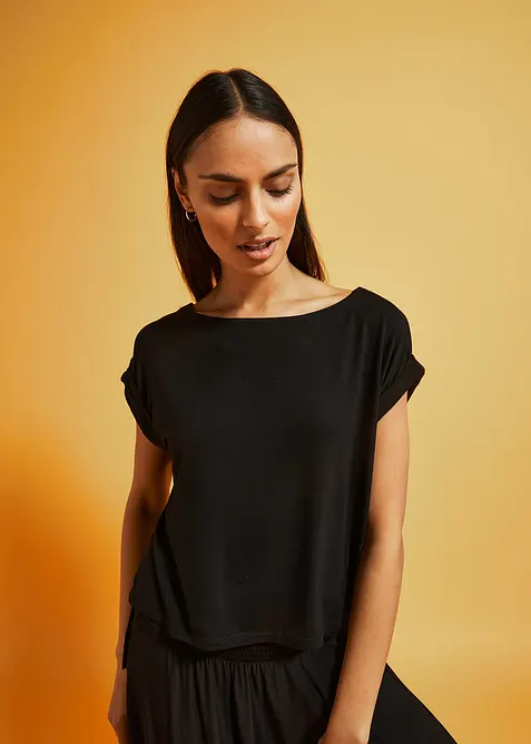 Oversizetopp i f&ouml;ljsam viskos, bonprix